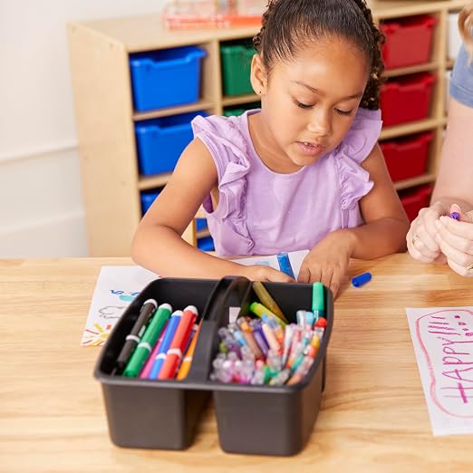 ECR4Kids 3-Compartment Small Plastic Caddy, Multipurpose Organization, Black, 6-Pack - Image 9