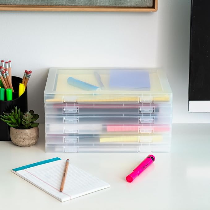 IRIS USA File Box |Made in USA| Fits 8.5"x11" A4 Paper, (6-Pack) - Clear | Organizing Study Cases with Built-In Handle & Snap-Tight Lids, Containers for Puzzles, Scrapbooking, Craft & Art Supplies - Image 3