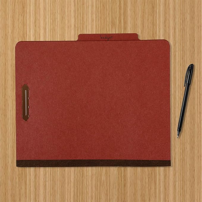 Amazon Basics Classification File Folder, 1 Divider, 2" Embedded Fasteners, Letter Size, 100% Recycled Material, Red, 10 Count - Image 5