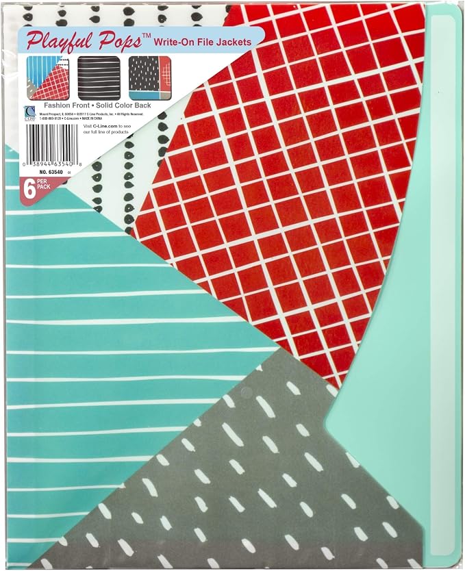 C-Line Write-On File Jackets, Playful Pops Design, Pack of 6 (63540) - Image 3