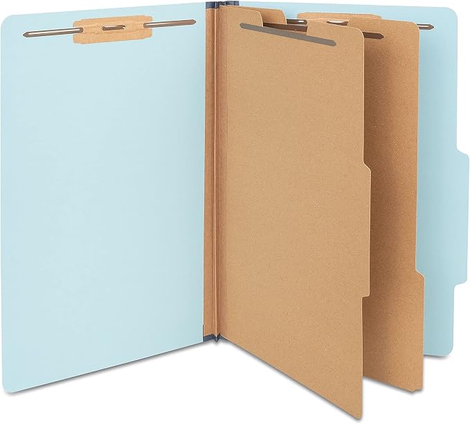 Staples Pressboard Classification Folders, Legal Size, 2‑Dividers, 2.5" Expansion, Light Blue, Durable Construction – 40/Carton by Staples