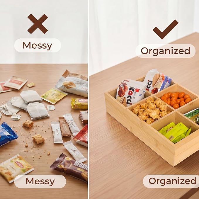 2 Pack Bamboo Small Desk Drawer Organizer | 360° Rotating, Art Supply Holder & Office Storage Caddy, For Colored Pencils, Crayons, Paintbrushes - Image 3