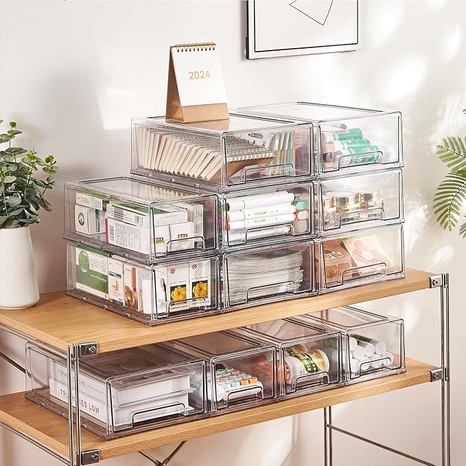 clear Drawer-Type Plastic Storage Box Bins Organizer，Family First Aid Kits Medicine cabinet Box Organizer,Closet ，Shelf，Ointments, Adhesive Bandages，Cosmetics,Office Items (clear, 2M) - Image 6