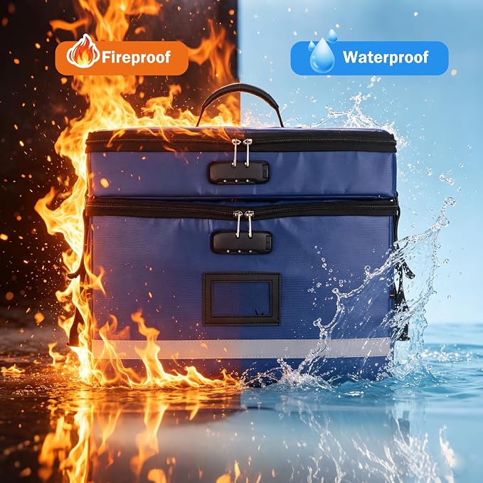 EXLIFBAG 2 Layer File Box with Lock, Portable Document Organizer Box with Handle, Fireproof File Box for Home Office, Legal File Organizer Storage - Image 5