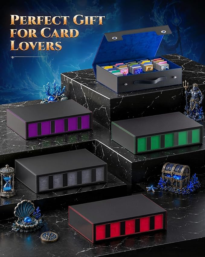 MoKo Trading Card Storage Box for MTG, 3900+Capacity, Black Blue | Card box with Dice Tray, Commander Display & Handle, Top Loaders Organizer Case, For Magic Game, TCG PTCG Sport Cards - Image 8