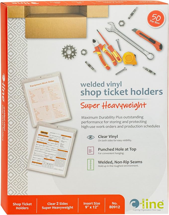 C-Line Vinyl Shop Ticket Holders, Both Sides Clear, 9 x 12 Inches, 50 per Box (80912) (Pack of 5) - Image 3