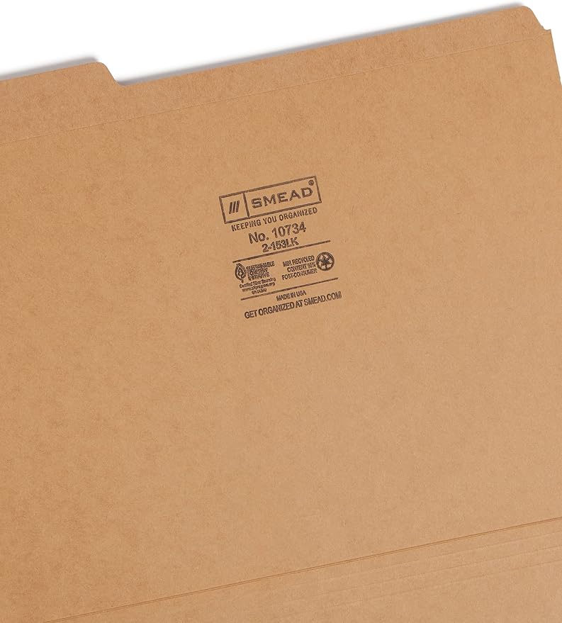 Smead File Folders with Reinforced Tabs, Letter Size, 100 per Box + Smead Interior File Folders, Letter Size, Black, 100 per Box - Image 4
