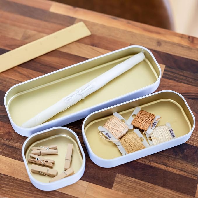 Three by Three Seattle Metal Drawer Organizer Tray Set, 6-Pc, 1" (Gold) | Colorful food-safe metal bins; soft non-scratch base; kitchen, bathroom, vanity, desk, makeup & office drawers - Image 4