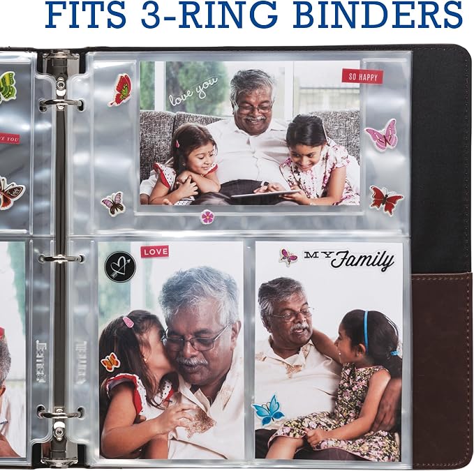 Samsill 50 Pack Ultra Clear 4x6 Photo Album Pages for 3 Ring Binder, Mixed Format, Archival Photo Sleeves, Photo Holders, 3 Pocket Top Loading, 300 Total Photos - Image 3