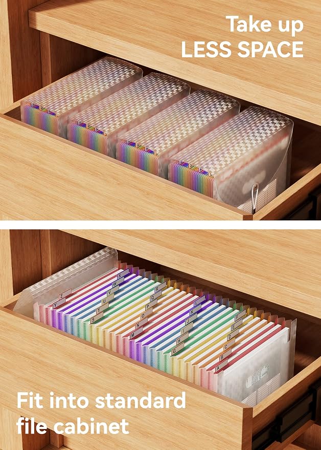 ABC life 26 Pockets Accordion File Organizer, Expanding File Folder, Pink | Portable Monthly Paper Bill Tax Receipt Organizer, Letter/A4 Size, Document Organizer with Labels, for School, Home, Office - Image 7