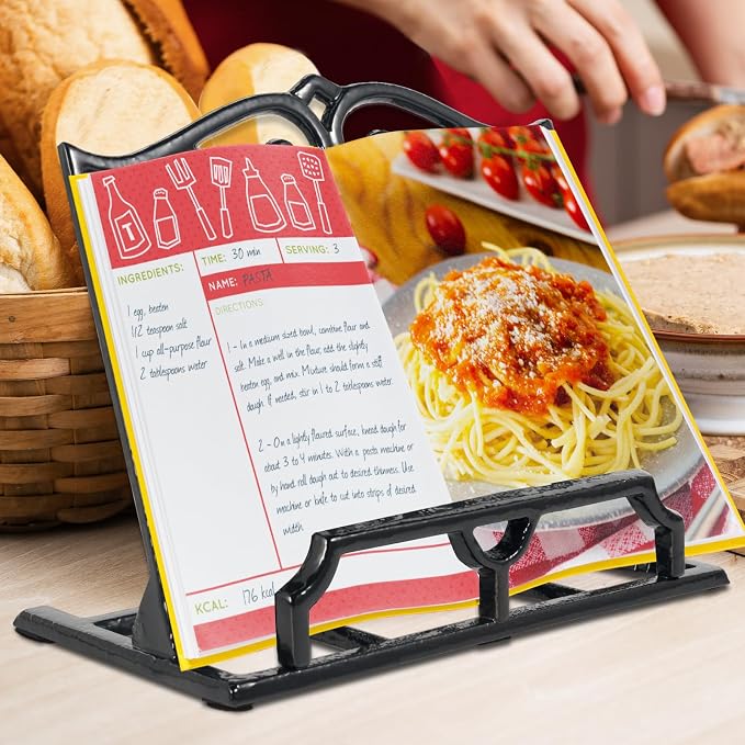 JOGREFUL Cast Iron Cookbook Stand, Kitchen Recipe Holder Love Heart Black | Heavy-Duty Book Vintage Holder, Reading Rest Holder for Easel/Counter/Books/Magazine/iPad/Bible - Image 5