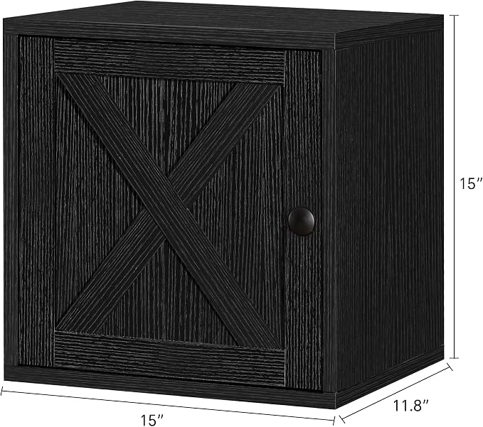 FUSUNBAO Magic DIY Cube Storage Organizer Stackable Cubes for Home Books Clothes Toy-Modular Cubby Storage System-Office Cubical-Bookcase Closet (Black, Door Cube) - Image 3