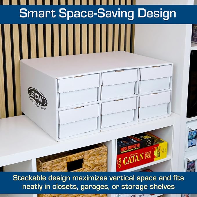 BCW 1600 Count Two Row Card House Storage Box with 6 Shoe Boxes | Holds 9600 Standard Trading Cards | Cardboard Storage House with Six 2 Row Card Storage Boxes - Image 5