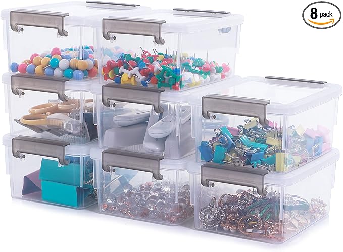 Citylife 8 Packs Plastic Bead Organizers 0.53 QT Clear Storage Containers with Lids for Craft Storage Small Storage Box, 5.28 x 3.86 x 2.36 Inches by CITYLIFEHomeOrganization