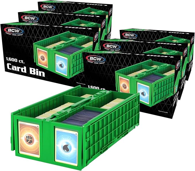 BCW Collectible Card Bin Green | Holds up to 1600 Cards | Plastic Storage Box for Pokémon, MTG & Sports Cards - 6 Pack by BCW