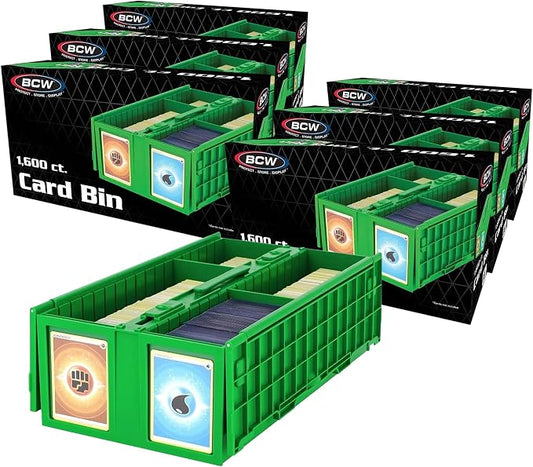 BCW Collectible Card Bin Green | Holds up to 1600 Cards | Plastic Storage Box for Pokémon, MTG & Sports Cards - 6 Pack by BCW