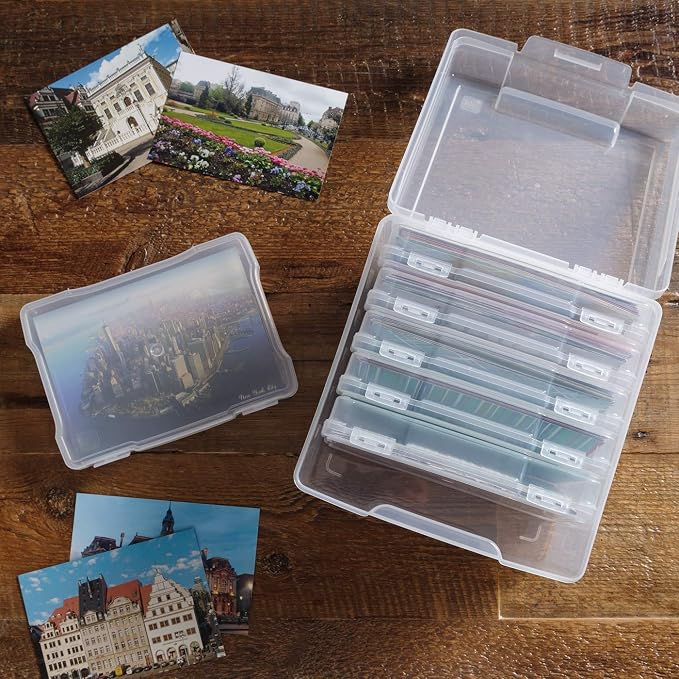 IRIS USA Photo Storage Box |Made in USA| 6 Cases - Clear | Fits 4" x 6" Pictures / Organizing Containers for Tasks, Stickers, Ephemera & Flashcards - Image 5