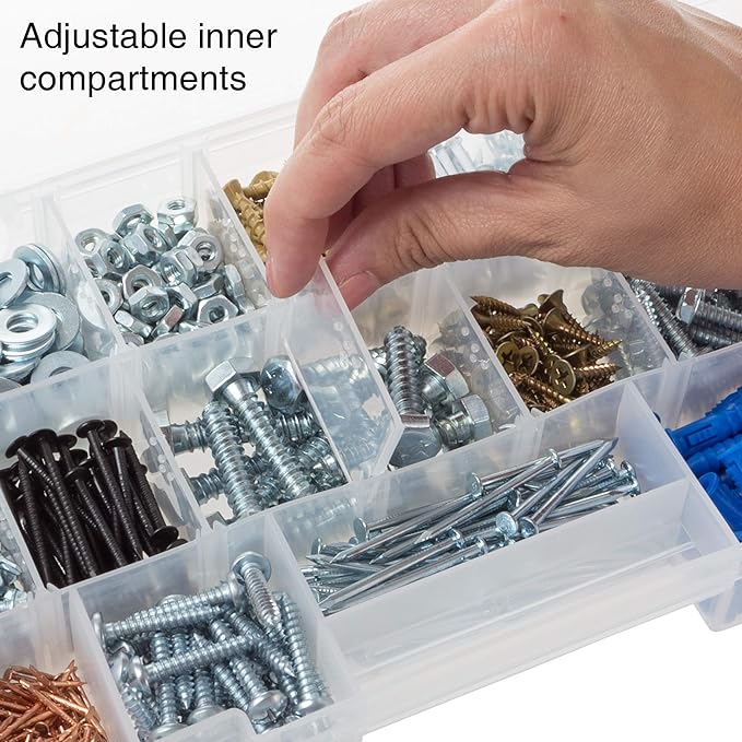 Small Parts Organizer Box - 10-Inch Portable Storage Case with 4 Removable Multi-Compartment Trays for Screws, Beads, Small Fishing Tackle, Hardware, and Craft Supplies by Stalwart (Light Blue) - Image 5