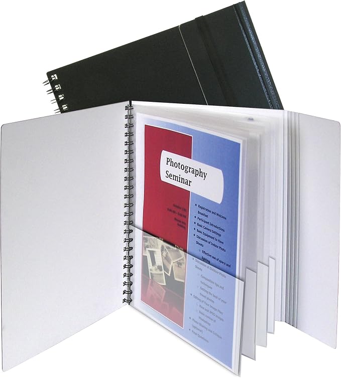 C-Line Eight-Pocket Portfolio with Security Flap, Polypropylene, 8.5 X 11, Black/White by C-Line