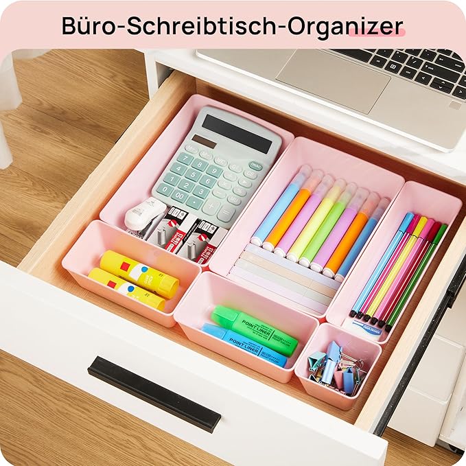 Vtopmart 25 Pack Plastic Drawer Organizers with Non-slip Rubber Pads | 4-Size Versatile Makeup Organizer, Storage Containers Small Bins for Makeup, Jewelries, Bedroom, Kitchen Utensils and Office - Image 6