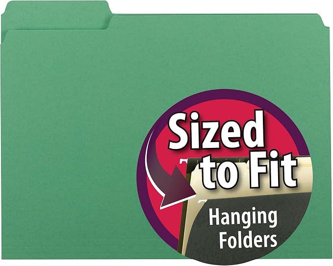Smead Interior File Folder, 1/3-Cut Tab, Letter Size, Green, 100 per Box, Expandable File Folders for Filing Cabinet - Image 5