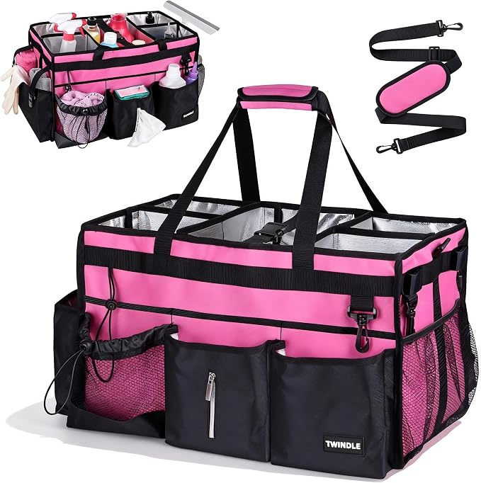 Extra-Large Wearable Cleaning Caddy With Detachable Divider,Cleaning Caddy For Cleaning Supplies Large Cleaning Supply Caddy With Adjustable Shoulder Strap & Waist Belt For Cleaners by TWINDLE