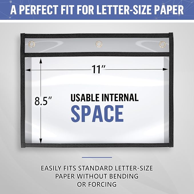 30 Pack Horizontal Job Ticket Holders 8.5x11 - Landscape Shop Ticket Holders 8 1/2 x 11 - Work Order Plastic Sleeves for Documents - Dry Erase Pocket Sleeve - Dry Erase Sleeves Clear Pocket Sleeve - Image 2
