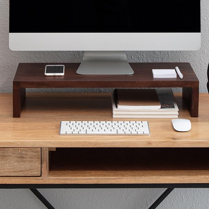 Anji Mountain Wooden Monitor Stand - Elegant Monitor Riser, Perfect Monitor Stand for Desk Organization, Durable Wood Construction monitor stands, Enhances Ergonomics and Workspace Efficiency,Walnut by AnjiMountain