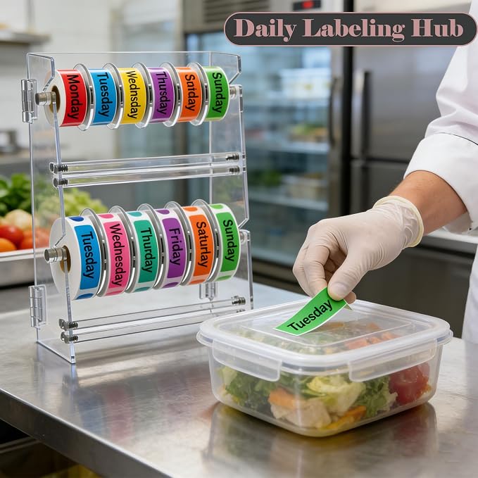 Acrylic Sticker Dispenser, Label Dispenser, Sticker Roll Holder | Double-Layer Design, 12 Roll Capacity, Adjustable Dividers, Easy Visibility, Ideal for Office, School, Craft Rooms & Home - Image 7