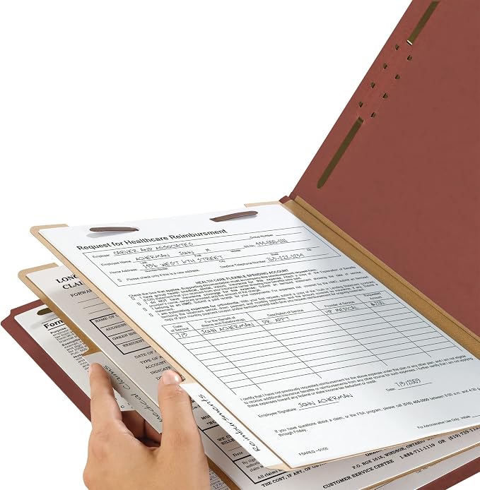 Smead, Value Filing, 100% Recycled Pressboard Classification File Folder, 2 Dividers, 2" Expansion, Legal Size, Red, 10 per Box - Image 3