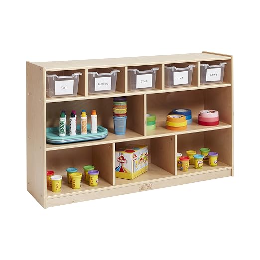 ECR4Kids Scoop Front Storage Bin, Multipurpose Organization, Clear, 5-Piece - Image 11