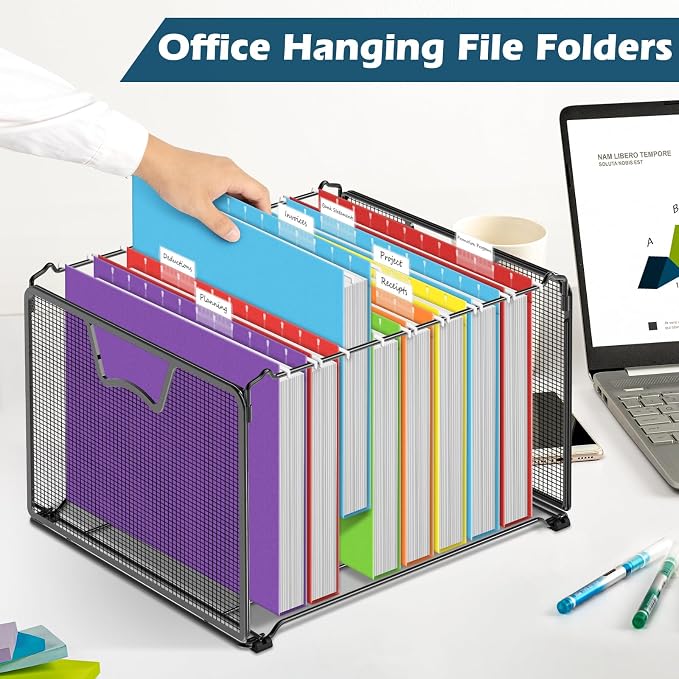 V-Opitos 96 Pack Bulk Hanging File Folders with 1" Expansion | 1/5-Cut Adjustable Tabs, for Letter Size Paper, Extra Capacity, School Classroom, Office Supplies - Image 2