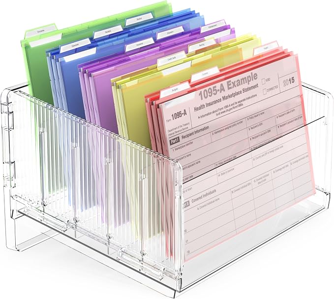 File Sorter Organizer, 5 Sections Acrylic Letter Tray for Desk, Mail Organizer Letter Holder for Envelopes, Mail, Electronics 1Pack | Desk Mail Organizer Letter Holder for Envelopes, Mail, Electronics by Cuukie