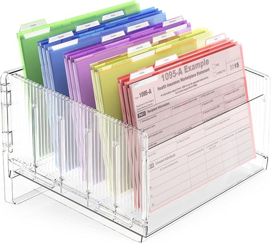File Sorter Organizer, 5 Sections Acrylic Letter Tray for Desk, Mail Organizer Letter Holder for Envelopes, Mail, Electronics 1Pack | Desk Mail Organizer Letter Holder for Envelopes, Mail, Electronics by Cuukie