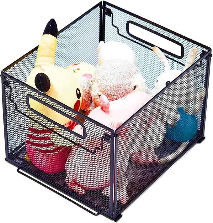 SETTFRFE 2 Pack File Organizer,Metal File Crates for Hanging Folders,Black | Mesh Letter Size Hanging Folder Organizer & Filing Crate with Handle,Stackable Rack for Office Supplies,Classroom & Home - Image 3