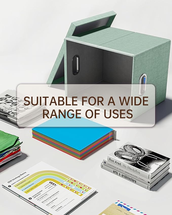 2 Pack File Storage Organizer, Filing Box, Portable File Box with Lid, Fit for Letter/Legal File Folder Storage, Document Organizer, Green - Image 5