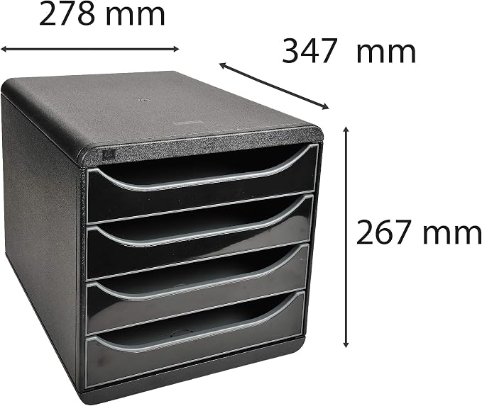 Exacompta Big-Box Glossy, 4 Drawers - Black/Glossy Black - Image 3