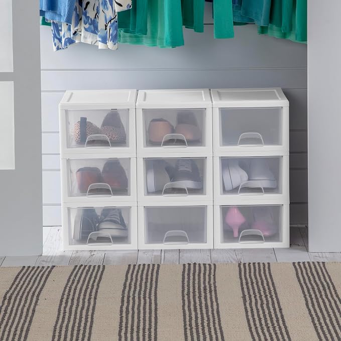 Sterilite 6-Pack Stacking Drawer, Clear Storage Closet Organizer, 6 Quart, White Frame - Stackable Plastic Drawers and Containers for Bedroom, Clothes, Dresser, Vanity, and Makeup Organization - Image 7