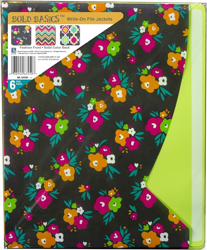 C-Line Write-On File Jackets, Bold Basics Design, Pack of 6 (63550) - Image 3