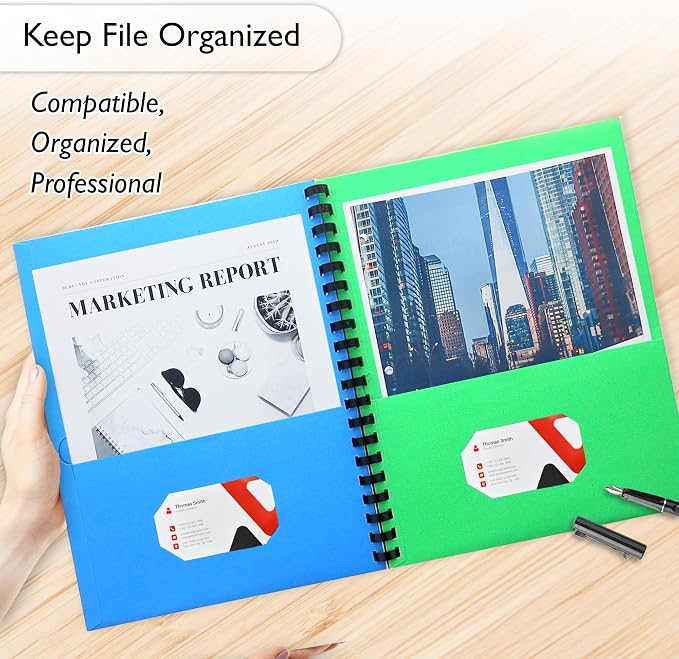 BAZIC Products Assorted Color Paper 8-Pocket Folder Organizer | business card slot, Sorts letter-size 8.5 x 11 in papers - Image 4