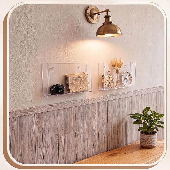 Ripeng 4 Pack Brochure Holder Wall Mount 11 x 8.5 Inch Clear Flyer Stand Acrylic Magazine Booklet Display Stand Plastic File Mail Literature Pamphlet Holder for Paper Organizer Rack Display Horizontal - Image 5