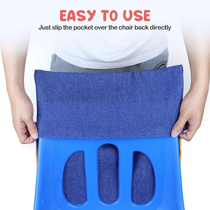 16PCS Chairback Buddy Pockets Chart with 2 Heavy Duty Storage Pocket,School Supplies Chair Back,Standard Denim Storage Organizer for Classroom Chair (Yellow) - Image 6