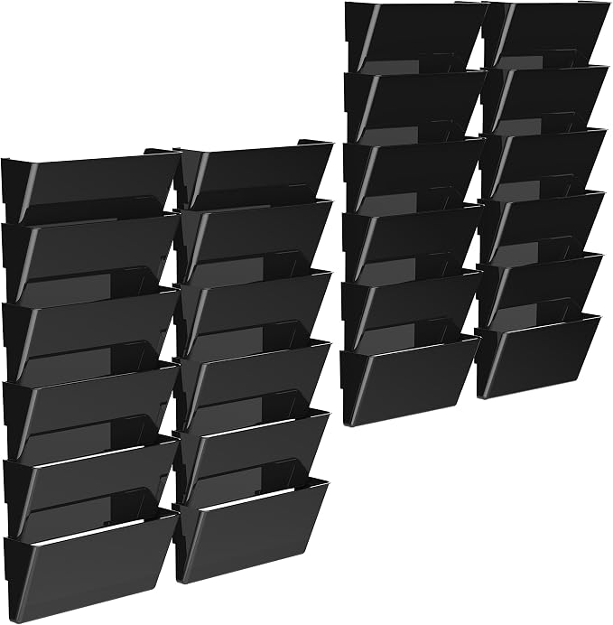 Storex Recycled Legal Sized Wall Files, 6-Pack, Black, Case of 4 (STX70217B04C) by Storex