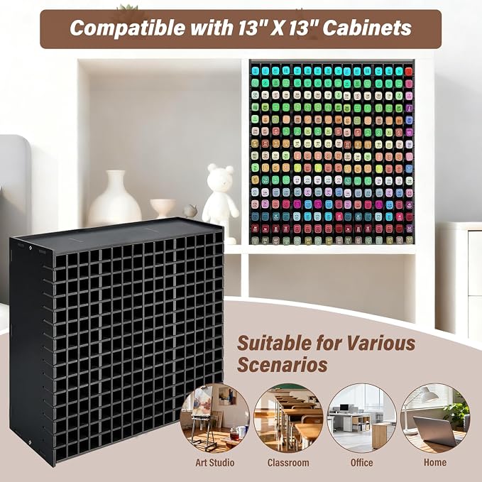 Marker Organizer,240 Slots Marker Storage with Divider,Black | Marker Holder,Adjustable Marker Rack for Pens,Colored Pencils,Art Brushes,Home Office Art Room and Classroom Desk Organizer - Image 8