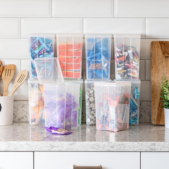 IRIS USA Flip Top Storage Containers |Made in USA| Medium (10-Pack) - Clear | Vertical Bins with Removable Lids for Organizing Office, Craft, Pantry, Art, Ephemera & Study Supplies - Image 3