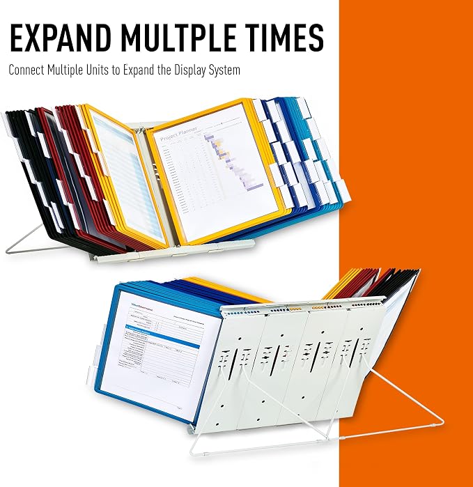 Durable Instaview20 Pocket Expandable Desktop Reference System - Letter Size 10 Double-Sided Panels - Assorted Color Borders (Pack of 10) - Image 4