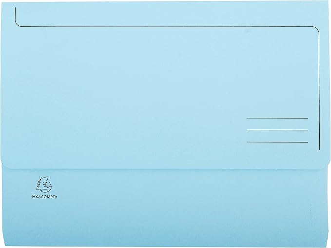Exacompta - Ref 46772E - Super A4 Document Wallets - 245 x 325mm in Size, Suitable for A4 Documents, 3cm Expansion Gusset, 220gsm Card, PEFC-Certified - Blue (Pack of 50) by +Office+Supplies