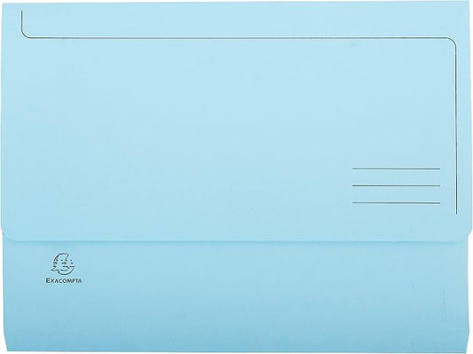Exacompta - Ref 46772E - Super A4 Document Wallets - 245 x 325mm in Size, Suitable for A4 Documents, 3cm Expansion Gusset, 220gsm Card, PEFC-Certified - Blue (Pack of 50) by +Office+Supplies