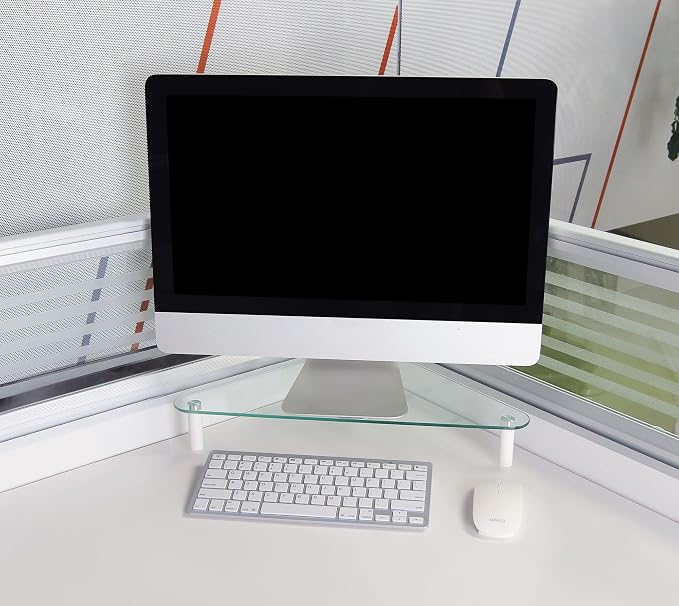 Kantek Glass Corner Monitor Riser, 19.7" x 11" x 3.25", Clear, Supports 40 lbs - Image 3