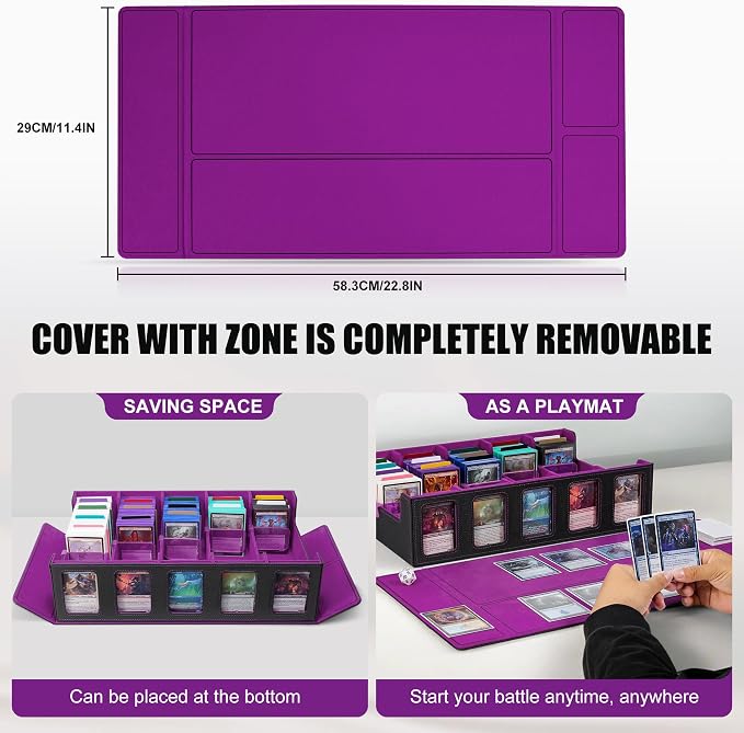 Kabinka Trading Card Storage Box with Commander Display, 5-Row Deck Case with Removable Lid; 3900+ Card Deck Box for MTG TCG Sports Card, 5 Top Loaders, 5 Stoppers, 48 Dividers,1 Dice Tray - Image 5